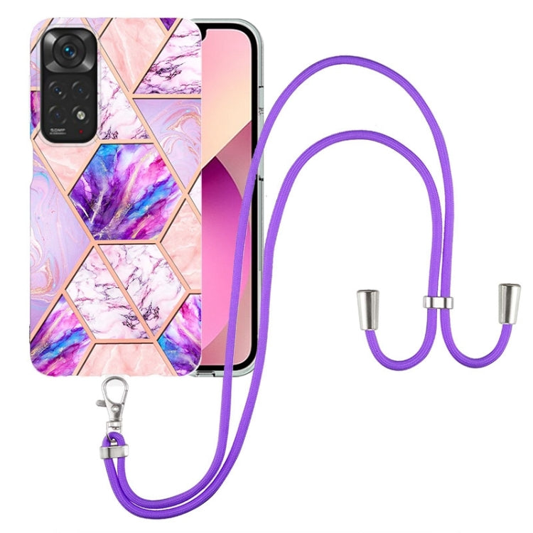 Electroplating Splicing Marble TPU Phone Case with Lanyard, For OnePlus Nord N20 5G, For Xiaomi Redmi Note 9 / 10X 4G, For Xiaomi Redmi Note 11 5G Chinese, For Xiaomi Redmi Note 11 Pro 5G / 4G Foreign, For Xiaomi Redmi Note 11 Pro / Note 11 Pro+       ...