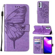Load image into Gallery viewer, Embossed Butterfly Leather Phone Case, For Samsung Galaxy A03 Core, For Samsung Galaxy A03s 165.8mm, For Samsung Galaxy A23 4G / 5G, For Samsung Galaxy A73 5G
