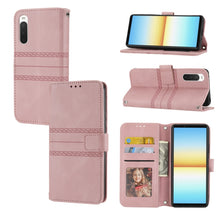 Load image into Gallery viewer, Embossed Striped Magnetic Buckle Horizontal Flip Phone Leather Case, For Samsung Galaxy M23 / F23 5G Japanese Version, For Sony Xperia 10 IV, For Sony Xperia 1 IV, For Xiaomi Redmi 10A, For Xiaomi Redmi 10C 4G Global, For Motorola Moto G Stylus 5G 2022...