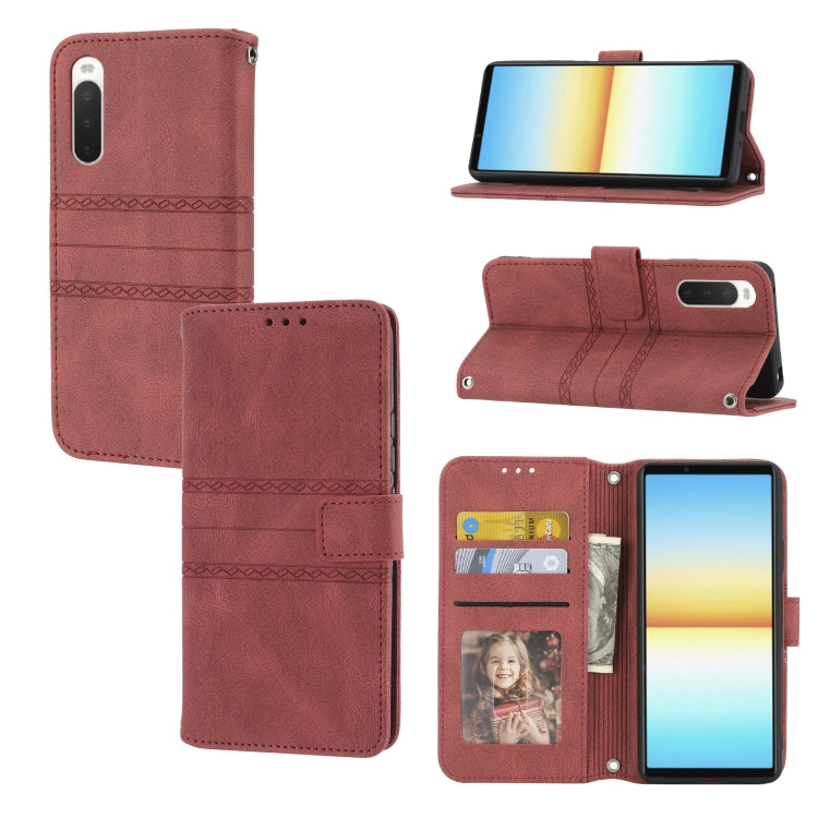Embossed Striped Magnetic Buckle Horizontal Flip Phone Leather Case, For Samsung Galaxy M23 / F23 5G Japanese Version, For Sony Xperia 10 IV, For Sony Xperia 1 IV, For Xiaomi Redmi 10A, For Xiaomi Redmi 10C 4G Global, For Motorola Moto G Stylus 5G 2022...