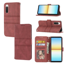 Load image into Gallery viewer, Embossed Striped Magnetic Buckle Horizontal Flip Phone Leather Case, For Samsung Galaxy M23 / F23 5G Japanese Version, For Sony Xperia 10 IV, For Sony Xperia 1 IV, For Xiaomi Redmi 10A, For Xiaomi Redmi 10C 4G Global, For Motorola Moto G Stylus 5G 2022...