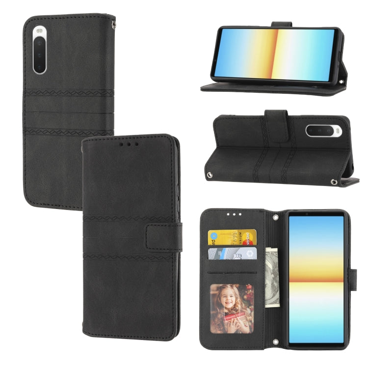 Embossed Striped Magnetic Buckle Horizontal Flip Phone Leather Case, For Samsung Galaxy M23 / F23 5G Japanese Version, For Sony Xperia 10 IV, For Sony Xperia 1 IV, For Xiaomi Redmi 10A, For Xiaomi Redmi 10C 4G Global, For Motorola Moto G Stylus 5G 2022...