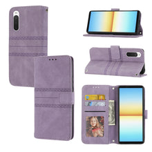 Load image into Gallery viewer, Embossed Striped Magnetic Buckle Horizontal Flip Phone Leather Case, For Samsung Galaxy M23 / F23 5G Japanese Version, For Sony Xperia 10 IV, For Sony Xperia 1 IV, For Xiaomi Redmi 10A, For Xiaomi Redmi 10C 4G Global, For Motorola Moto G Stylus 5G 2022...
