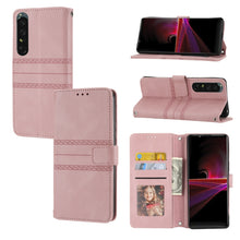 Load image into Gallery viewer, Embossed Striped Magnetic Buckle Horizontal Flip Phone Leather Case, For Samsung Galaxy M23 / F23 5G Japanese Version, For Sony Xperia 10 IV, For Sony Xperia 1 IV, For Xiaomi Redmi 10A, For Xiaomi Redmi 10C 4G Global, For Motorola Moto G Stylus 5G 2022...