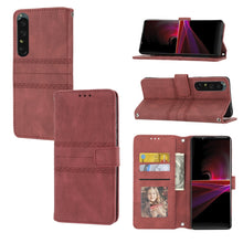 Load image into Gallery viewer, Embossed Striped Magnetic Buckle Horizontal Flip Phone Leather Case, For Samsung Galaxy M23 / F23 5G Japanese Version, For Sony Xperia 10 IV, For Sony Xperia 1 IV, For Xiaomi Redmi 10A, For Xiaomi Redmi 10C 4G Global, For Motorola Moto G Stylus 5G 2022...