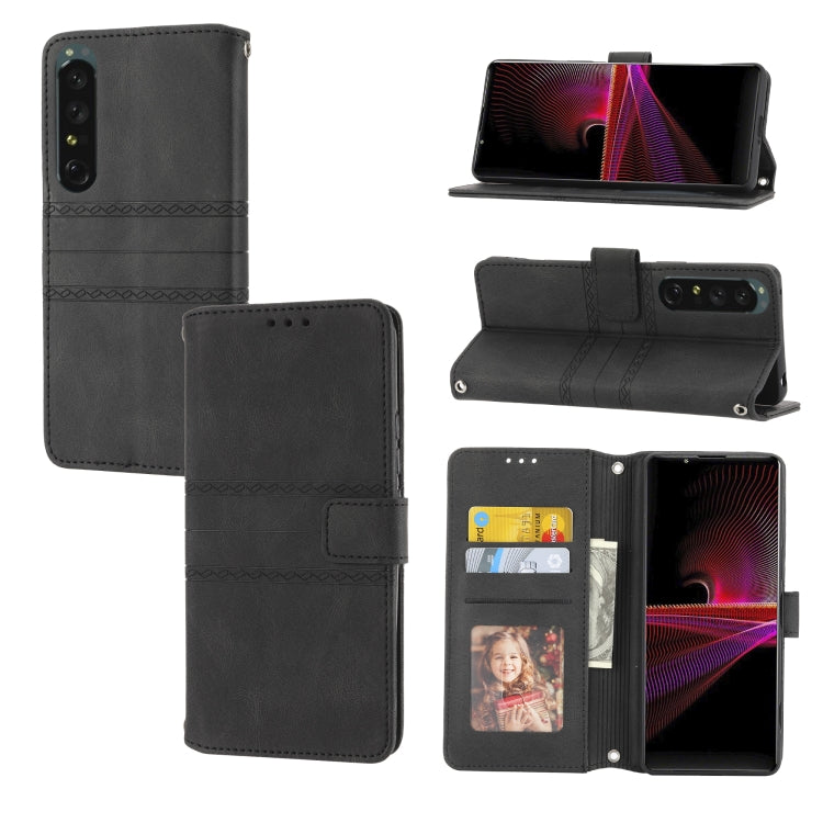 Embossed Striped Magnetic Buckle Horizontal Flip Phone Leather Case, For Samsung Galaxy M23 / F23 5G Japanese Version, For Sony Xperia 10 IV, For Sony Xperia 1 IV, For Xiaomi Redmi 10A, For Xiaomi Redmi 10C 4G Global, For Motorola Moto G Stylus 5G 2022...