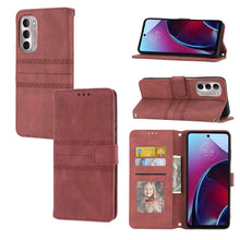Load image into Gallery viewer, Embossed Striped Magnetic Buckle Horizontal Flip Phone Leather Case, For Samsung Galaxy M23 / F23 5G Japanese Version, For Sony Xperia 10 IV, For Sony Xperia 1 IV, For Xiaomi Redmi 10A, For Xiaomi Redmi 10C 4G Global, For Motorola Moto G Stylus 5G 2022...