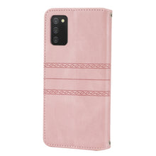 Load image into Gallery viewer, Embossed Striped Magnetic Buckle Horizontal Flip Phone Leather Case, For Samsung Galaxy A03s 164.2mm US Version