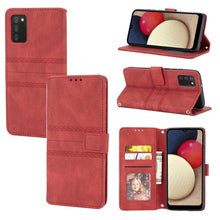 Load image into Gallery viewer, Embossed Striped Magnetic Buckle Horizontal Flip Phone Leather Case, For Samsung Galaxy A03s 164.2mm US Version