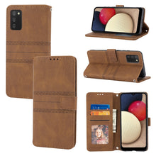 Load image into Gallery viewer, Embossed Striped Magnetic Buckle Horizontal Flip Phone Leather Case, For Samsung Galaxy A03s 164.2mm US Version