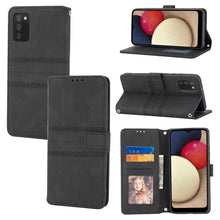 Load image into Gallery viewer, Embossed Striped Magnetic Buckle Horizontal Flip Phone Leather Case, For Samsung Galaxy A03s 164.2mm US Version