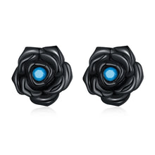 Load image into Gallery viewer, S925 Sterling Silver Black Rose Ear Stud Women Earrings, Black Rose