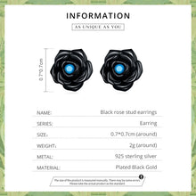 Load image into Gallery viewer, S925 Sterling Silver Black Rose Ear Stud Women Earrings, Black Rose