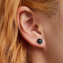 Load image into Gallery viewer, S925 Sterling Silver Black Rose Ear Stud Women Earrings, Black Rose