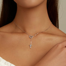 Load image into Gallery viewer, S925 Sterling Silver Heart Cross Women Nacklace Jewelry, Heart Cross