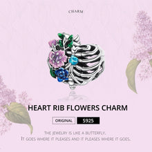 Load image into Gallery viewer, S925 Sterling Silver Heart Rib Flower Beads DIY Bracelet Necklace Accessories, Heart Rib Flower