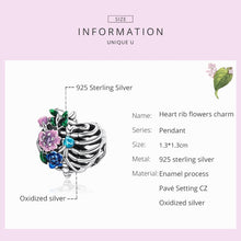 Load image into Gallery viewer, S925 Sterling Silver Heart Rib Flower Beads DIY Bracelet Necklace Accessories, Heart Rib Flower