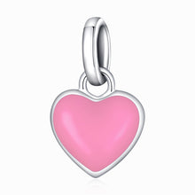 Load image into Gallery viewer, S925 Sterling Silver Heart Pendant DIY Bracelet Necklace Accessories, Heart Pendant (Pink), Heart Pendant (Green), Heart Pendant (Purple), Heart Pendant (Yellow), Heart Pendant (Blue)