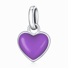 Load image into Gallery viewer, S925 Sterling Silver Heart Pendant DIY Bracelet Necklace Accessories, Heart Pendant (Pink), Heart Pendant (Green), Heart Pendant (Purple), Heart Pendant (Yellow), Heart Pendant (Blue)
