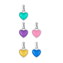 Load image into Gallery viewer, S925 Sterling Silver Heart Pendant DIY Bracelet Necklace Accessories, Heart Pendant (Pink), Heart Pendant (Green), Heart Pendant (Purple), Heart Pendant (Yellow), Heart Pendant (Blue)