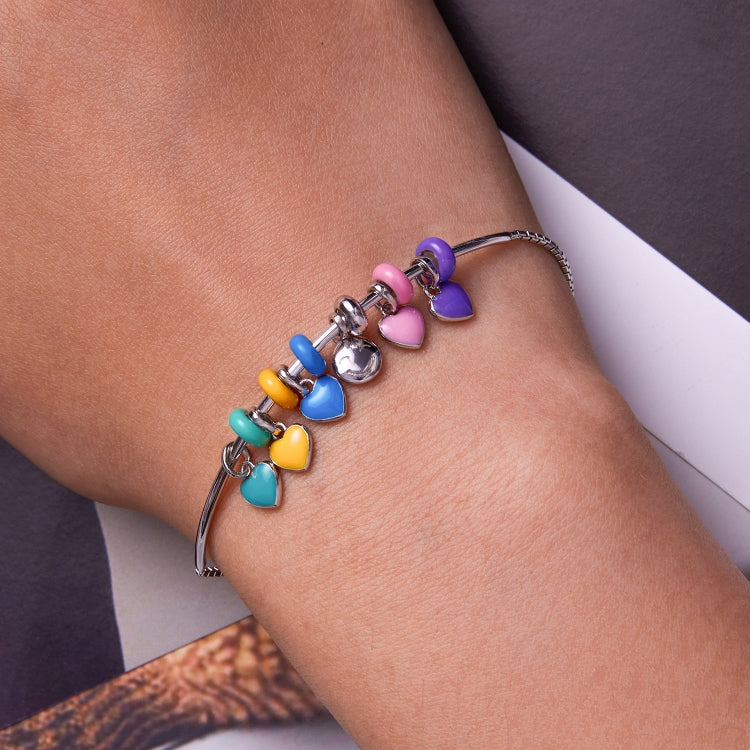 S925 Sterling Silver Heart Pendant DIY Bracelet Necklace Accessories, Heart Pendant (Pink), Heart Pendant (Green), Heart Pendant (Purple), Heart Pendant (Yellow), Heart Pendant (Blue)