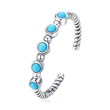 Load image into Gallery viewer, S925 Sterling Silver Turquoise Twist Women Open Ring, Turquoise Twist