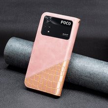 Load image into Gallery viewer, Color Block Crocodile Texture Leather Phone Case, For Xiaomi Poco M4 Pro, For Xiaomi Poco M4 Pro 5G