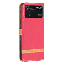 Load image into Gallery viewer, Color Block Denim Texture Leather Phone Case, For Xiaomi Poco M4 Pro, For Xiaomi Poco M4 Pro 5G