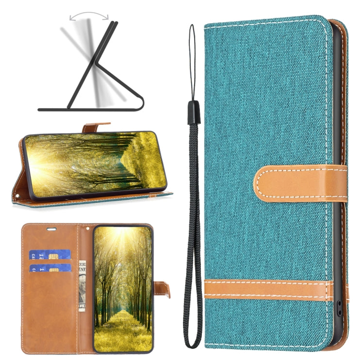 Color Block Denim Texture Leather Phone Case, For Xiaomi Poco M4 Pro, For Xiaomi Poco M4 Pro 5G