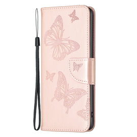 Two Butterflies Embossing Leather Phone Case, For Xiaomi Poco M4 Pro, For Xiaomi Poco M4 Pro 5G
