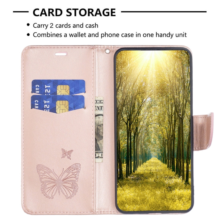 Two Butterflies Embossing Leather Phone Case, For Xiaomi Poco M4 Pro, For Xiaomi Poco M4 Pro 5G