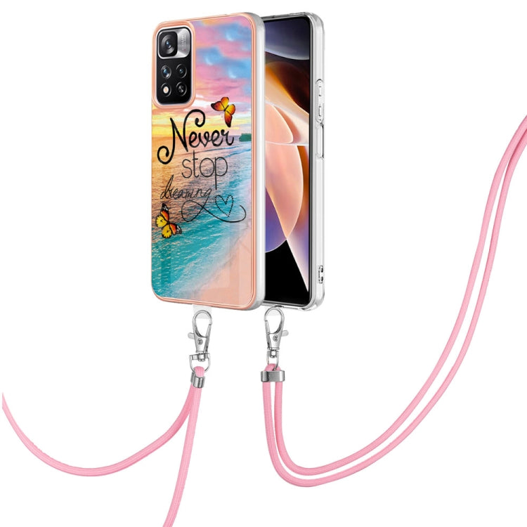 Electroplating IMD TPU Phone Case with Lanyard, For Xiaomi Redmi Note 9 / Redmi 10X 4G, For Xiaomi Redmi Note 11 Pro China, For Xiaomi Redmi Note 11 Pro 5G / 4G Global, For Xiaomi Redmi Note 11S / Note 11 Global