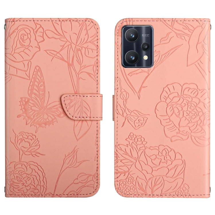 Skin Feel Butterfly Peony Embossed Leather Phone Case, For OPPO Realme 9 Pro+/Realme 9 4G, For Samsung Galaxy Xcover6 Pro, For Samsung Galaxy M33, For Samsung Galaxy M53, For Sharp Aquos R7, For Xiaomi Poco F4 GT