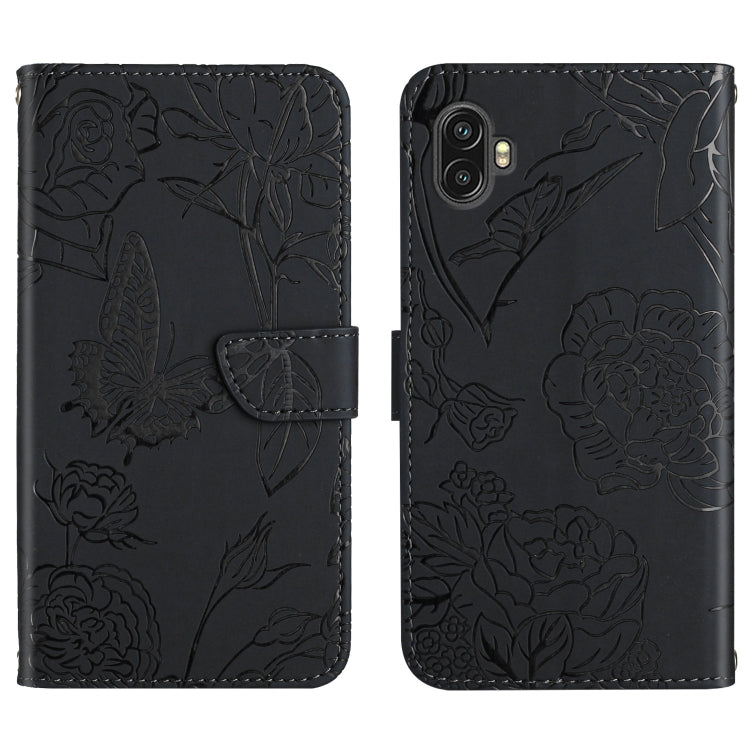 Skin Feel Butterfly Peony Embossed Leather Phone Case, For OPPO Realme 9 Pro+/Realme 9 4G, For Samsung Galaxy Xcover6 Pro, For Samsung Galaxy M33, For Samsung Galaxy M53, For Sharp Aquos R7, For Xiaomi Poco F4 GT