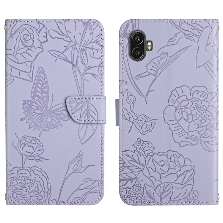 Skin Feel Butterfly Peony Embossed Leather Phone Case, For OPPO Realme 9 Pro+/Realme 9 4G, For Samsung Galaxy Xcover6 Pro, For Samsung Galaxy M33, For Samsung Galaxy M53, For Sharp Aquos R7, For Xiaomi Poco F4 GT