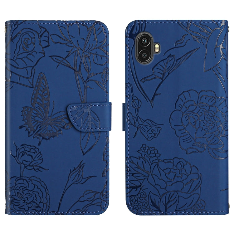 Skin Feel Butterfly Peony Embossed Leather Phone Case, For OPPO Realme 9 Pro+/Realme 9 4G, For Samsung Galaxy Xcover6 Pro, For Samsung Galaxy M33, For Samsung Galaxy M53, For Sharp Aquos R7, For Xiaomi Poco F4 GT