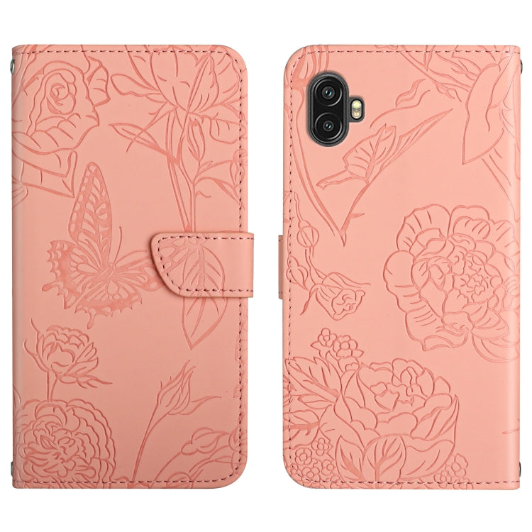 Skin Feel Butterfly Peony Embossed Leather Phone Case, For OPPO Realme 9 Pro+/Realme 9 4G, For Samsung Galaxy Xcover6 Pro, For Samsung Galaxy M33, For Samsung Galaxy M53, For Sharp Aquos R7, For Xiaomi Poco F4 GT