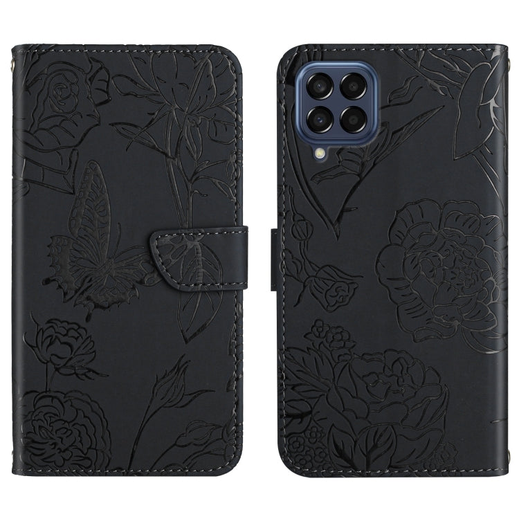 Skin Feel Butterfly Peony Embossed Leather Phone Case, For OPPO Realme 9 Pro+/Realme 9 4G, For Samsung Galaxy Xcover6 Pro, For Samsung Galaxy M33, For Samsung Galaxy M53, For Sharp Aquos R7, For Xiaomi Poco F4 GT