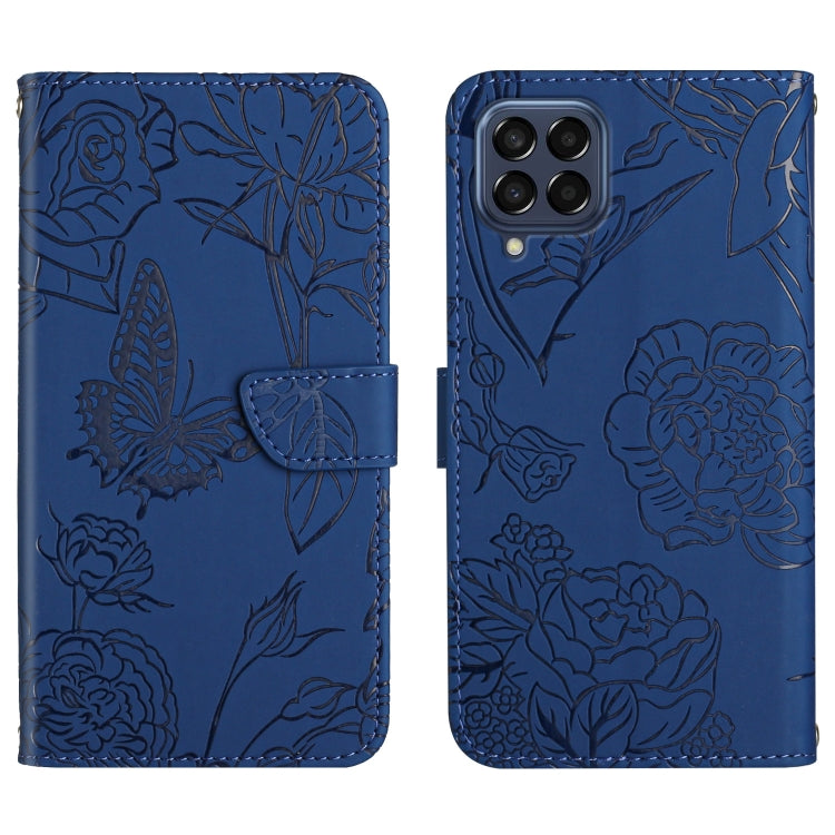 Skin Feel Butterfly Peony Embossed Leather Phone Case, For OPPO Realme 9 Pro+/Realme 9 4G, For Samsung Galaxy Xcover6 Pro, For Samsung Galaxy M33, For Samsung Galaxy M53, For Sharp Aquos R7, For Xiaomi Poco F4 GT