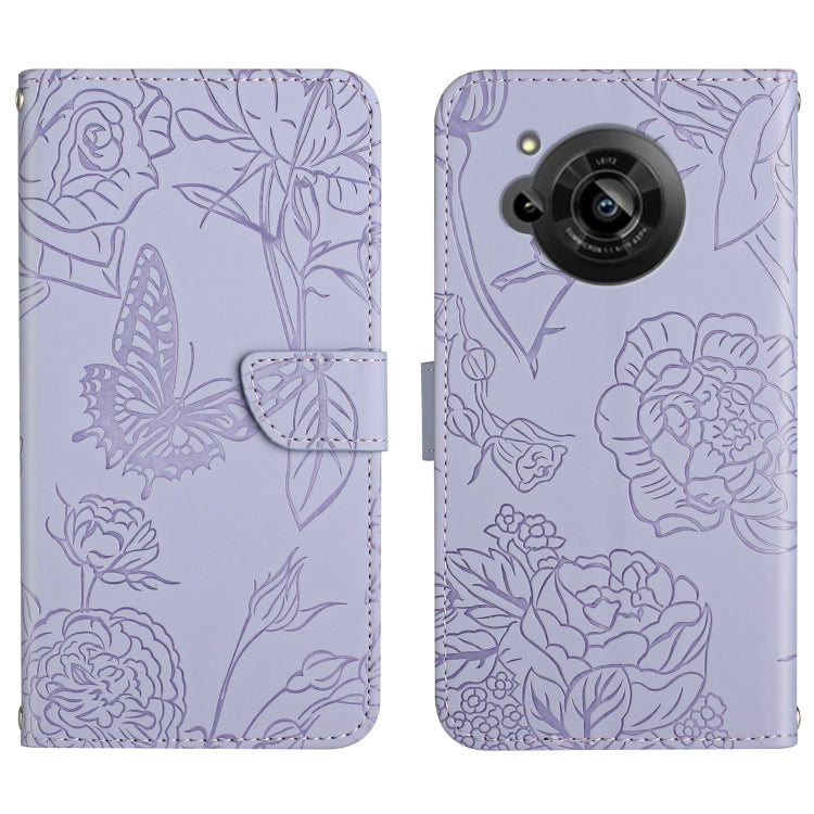 Skin Feel Butterfly Peony Embossed Leather Phone Case, For OPPO Realme 9 Pro+/Realme 9 4G, For Samsung Galaxy Xcover6 Pro, For Samsung Galaxy M33, For Samsung Galaxy M53, For Sharp Aquos R7, For Xiaomi Poco F4 GT