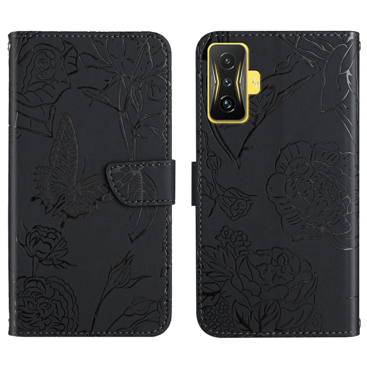 Skin Feel Butterfly Peony Embossed Leather Phone Case, For OPPO Realme 9 Pro+/Realme 9 4G, For Samsung Galaxy Xcover6 Pro, For Samsung Galaxy M33, For Samsung Galaxy M53, For Sharp Aquos R7, For Xiaomi Poco F4 GT