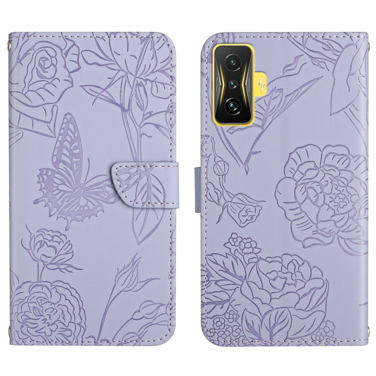 Skin Feel Butterfly Peony Embossed Leather Phone Case, For OPPO Realme 9 Pro+/Realme 9 4G, For Samsung Galaxy Xcover6 Pro, For Samsung Galaxy M33, For Samsung Galaxy M53, For Sharp Aquos R7, For Xiaomi Poco F4 GT