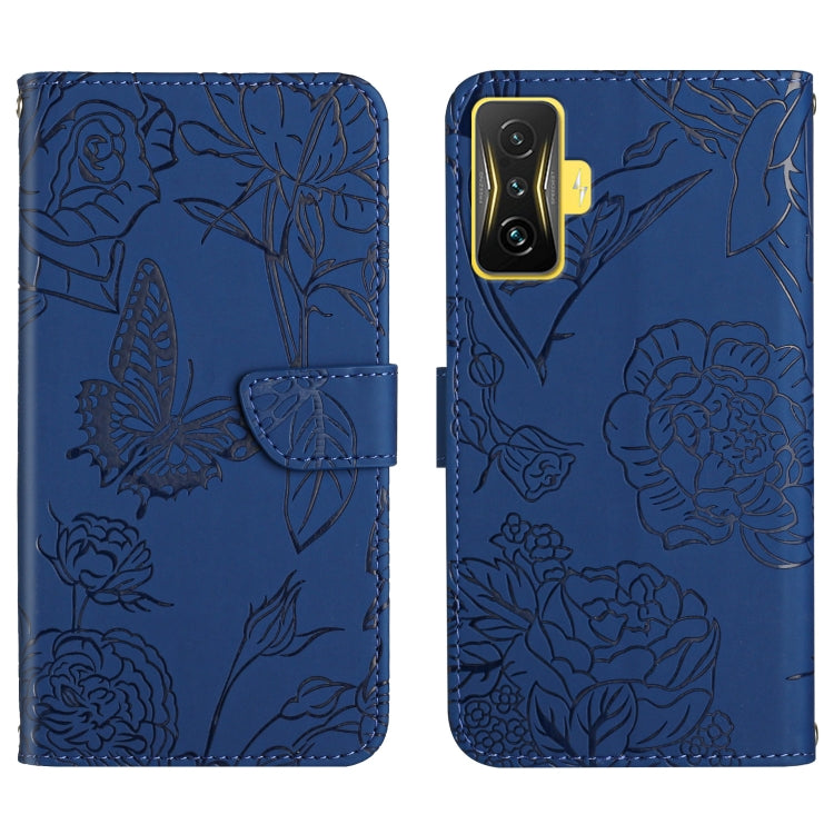 Skin Feel Butterfly Peony Embossed Leather Phone Case, For OPPO Realme 9 Pro+/Realme 9 4G, For Samsung Galaxy Xcover6 Pro, For Samsung Galaxy M33, For Samsung Galaxy M53, For Sharp Aquos R7, For Xiaomi Poco F4 GT