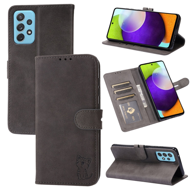 Embossed Happy Cat Pattern Leather Phone Case, For Google Pixel 6a, For Google Pixel 7 5G, For Google Pixel 7 Pro 5G, For Xiaomi Redmi 10A, For Xiaomi Redmi Note 11 4G Global/11S, For Xiaomi Redmi Note 11 Pro Global, For Samsung Galaxy A23 4G          ...