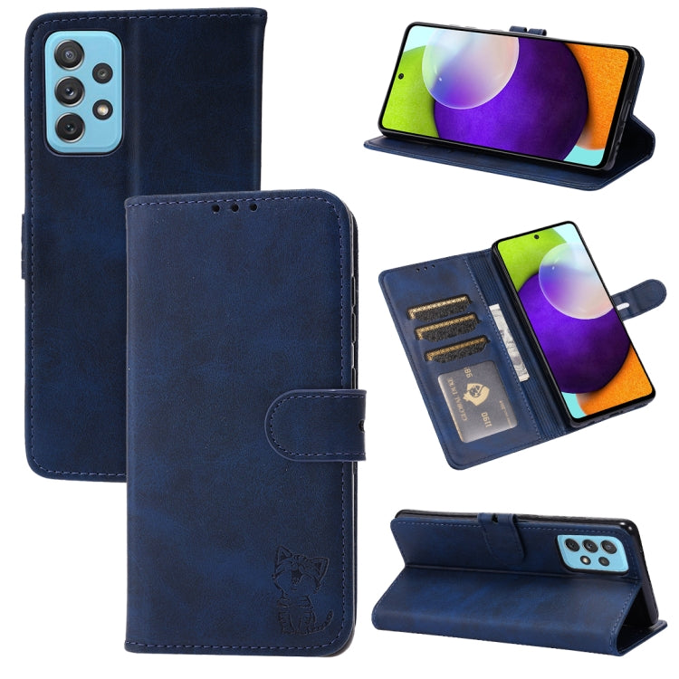 Embossed Happy Cat Pattern Leather Phone Case, For Google Pixel 6a, For Google Pixel 7 5G, For Google Pixel 7 Pro 5G, For Xiaomi Redmi 10A, For Xiaomi Redmi Note 11 4G Global/11S, For Xiaomi Redmi Note 11 Pro Global, For Samsung Galaxy A23 4G          ...