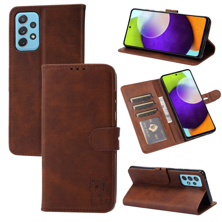 Embossed Happy Cat Pattern Leather Phone Case, For Google Pixel 6a, For Google Pixel 7 5G, For Google Pixel 7 Pro 5G, For Xiaomi Redmi 10A, For Xiaomi Redmi Note 11 4G Global/11S, For Xiaomi Redmi Note 11 Pro Global, For Samsung Galaxy A23 4G          ...