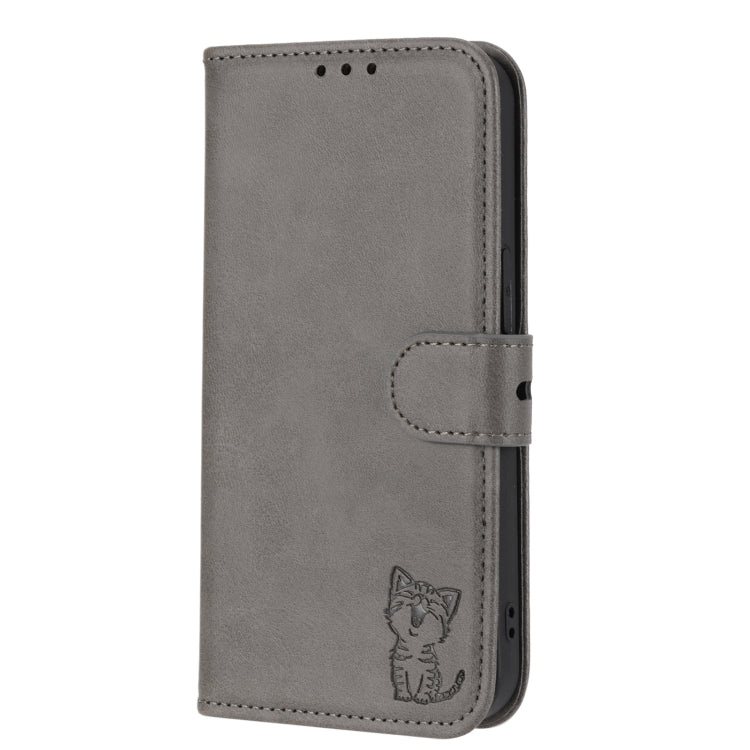 Embossed Happy Cat Pattern Leather Phone Case, For Sony Xperia 1 IV, For Sony Xperia 10 IV, For Xiaomi Redmi Note 11E