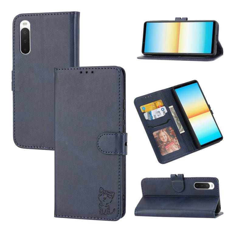 Embossed Happy Cat Pattern Leather Phone Case, For Sony Xperia 1 IV, For Sony Xperia 10 IV, For Xiaomi Redmi Note 11E