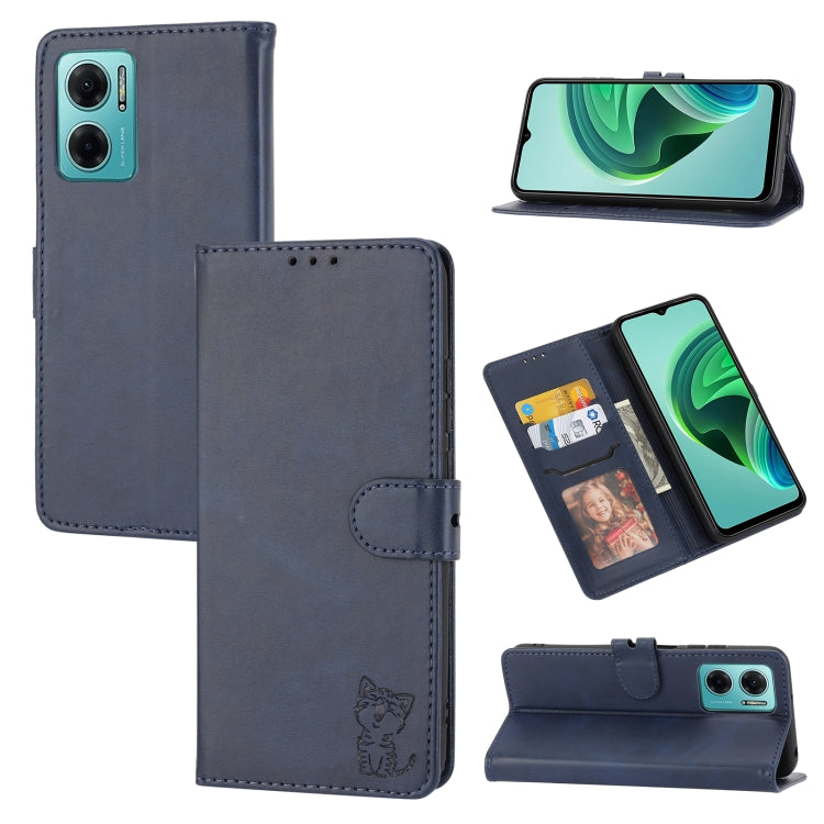 Embossed Happy Cat Pattern Leather Phone Case, For Sony Xperia 1 IV, For Sony Xperia 10 IV, For Xiaomi Redmi Note 11E