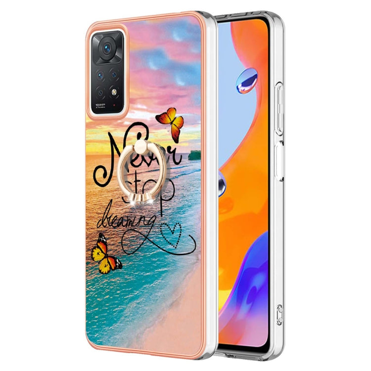 Electroplating IMD TPU Phone Case with Ring, For Xiaomi Redmi Note 9 / Redmi 10X 4G, For Xiaomi Redmi Note 11 China, For Xiaomi Redmi Note 11 Pro China, For Xiaomi Redmi Note 11 Pro 5G / 4G Global, For Xiaomi Redmi Note 11S / Note 11 Global